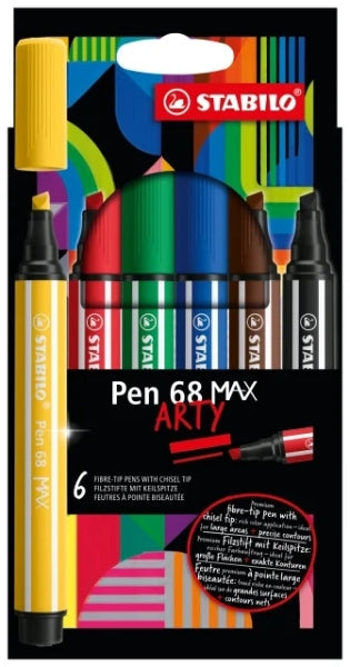 Stabilo Pen 68 MAX Arty Rotuladores - Punta de Fibra Biselada - Trazo entre 1-5mm aprox.
