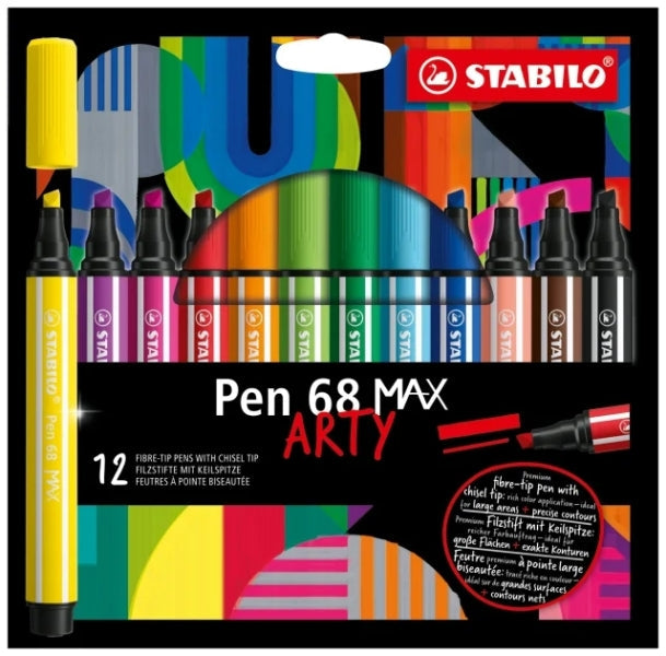 Stabilo Pen 68 MAX Arty Rotuladores - Punta de Fibra Biselada - Trazo entre 1-5mm aprox.