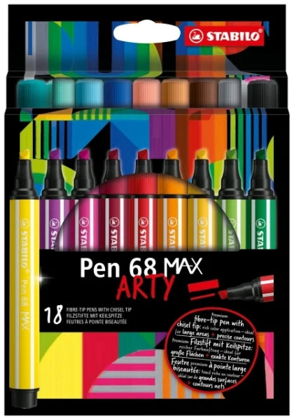 Stabilo Pen 68 MAX Arty Rotuladores - Punta de Fibra Biselada - Trazo entre 1-5mm aprox.