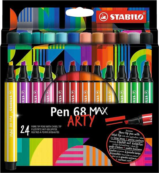 Stabilo Pen 68 MAX Arty Rotuladores - Punta de Fibra Biselada - Trazo entre 1-5mm aprox.