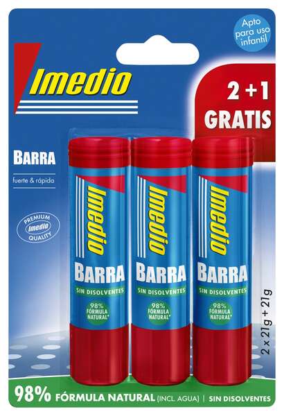 Lot de 3 bâtons de colle Imedio de 21 g - Sans solvant - Lavable - Convient à un usage scolaire