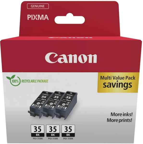 Canon PGI-35BK Multipack de 3 Cartuchos de Tinta Originales Negro - 1509B028 - Prinkweb