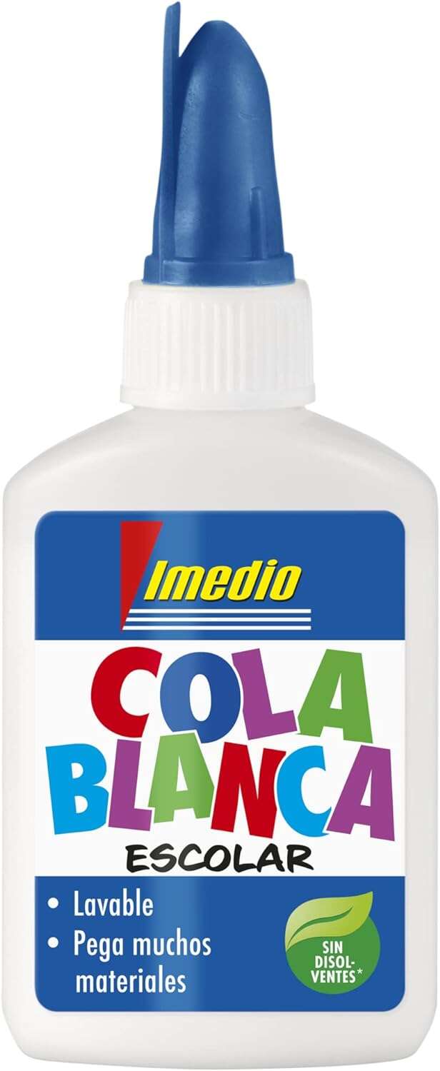 Cola escolar branca Imedio 40g - Sem solventes - Frasco flexível ideal para crianças - Com espátula integrada
