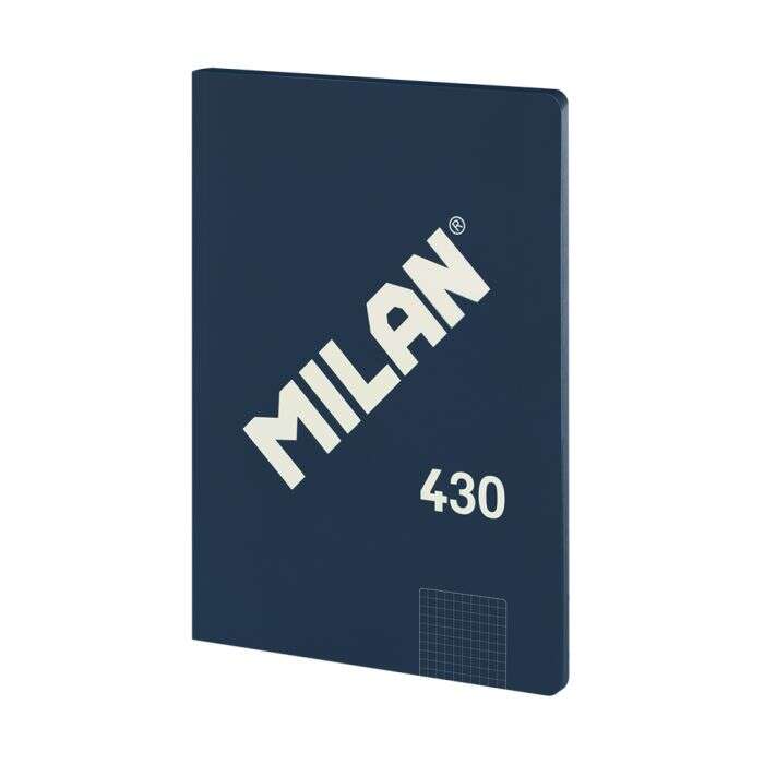 Milan Serie 1918 Libreta Encolada Formato A4 Cuadricula 5x5mm - 48 Hojas de 95 gr/m2 - Microperforado - Tapa Blanda - Color Azul Oscuro - Prinkweb