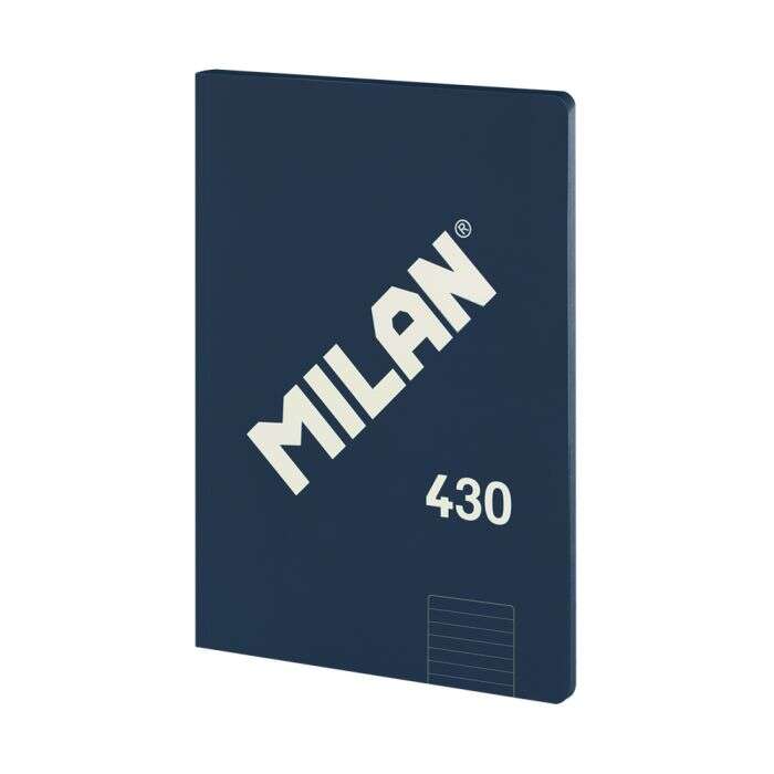 Milan Serie 1918 Libreta Encolada Formato A4 Pautado 7mm - 48 Hojas de 95 gr/m2 - Microperforado - Tapa Blanda - Color Azul Oscuro - Prinkweb