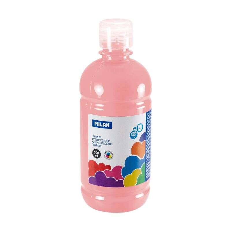 Tinta têmpera Milan em frasco de 500ml - Tampa doseadora - Secagem rápida - Misturável - Rosa claro