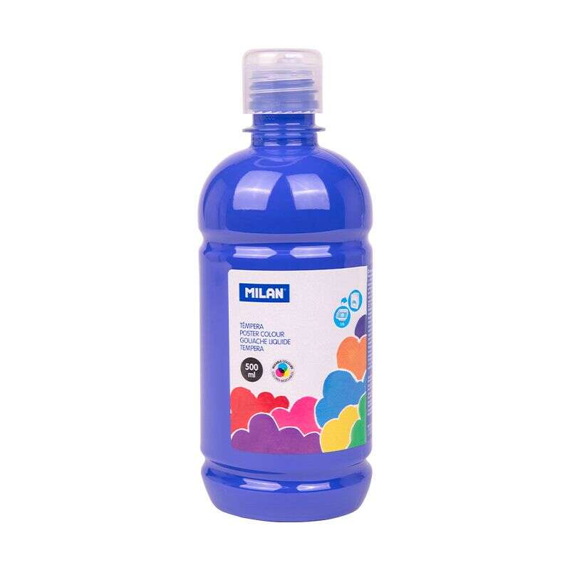 Flacon de peinture tempera Milan 500 ml - Bouchon doseur - Séchage rapide - Miscible - Bleu marine