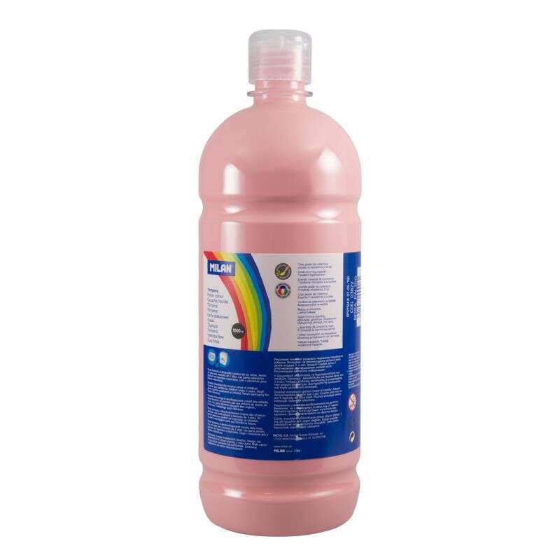 Tinta têmpera Milan, frasco de 1000ml - Tampa doseadora - Secagem rápida - Misturável - Rosa claro