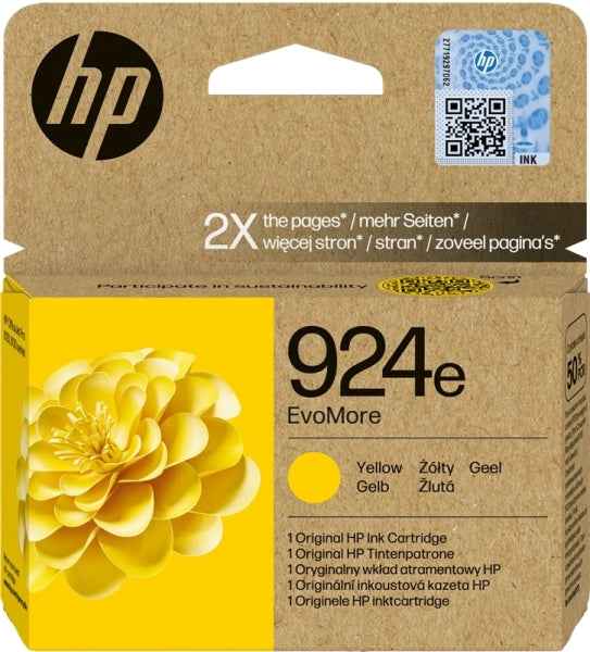 HP 924e Amarillo Cartucho de Tinta Original - 4K0U9NE - Prinkweb
