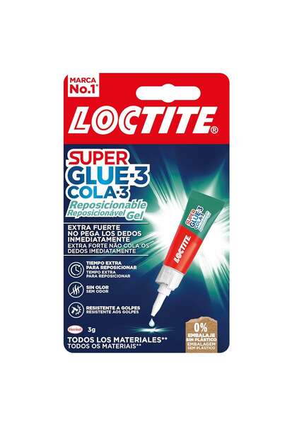 Loctite Superglue-3 Gel Berriz Kokagarria 3 g - Berehalako itsasgarri usaingabea - Lotura zehatz eta gardenak - Ezin hobea gainazal porotsu edo bertikaletarako - Material anitzeko itsasgarria