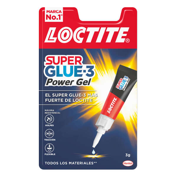 Loctite Superglue-3 Power Gel 3g - Adesivo instantâneo extra forte e flexível - Fórmula em gel enriquecida com partículas de borracha - Resistente a impactos, torções e vibrações.