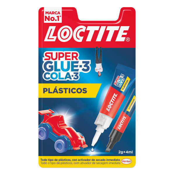 Colle Loctite Superglue-3 pour plastiques durs 2 g + activateur 4 ml - Colle liquide transparente - Formulée pour les plastiques durs - Application facile - Activateur en stylo inclus