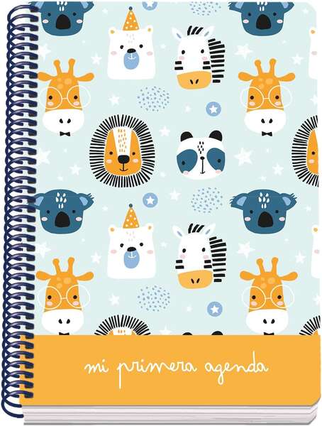 Dohe Agenda per Bambini a Spirale A5 Perpetua - Interno Perpetuo - 120 Fogli 70g/m2 - Copertina in Cartoncino Stampata Plastificata - Formato 15x21cm - Design Animali