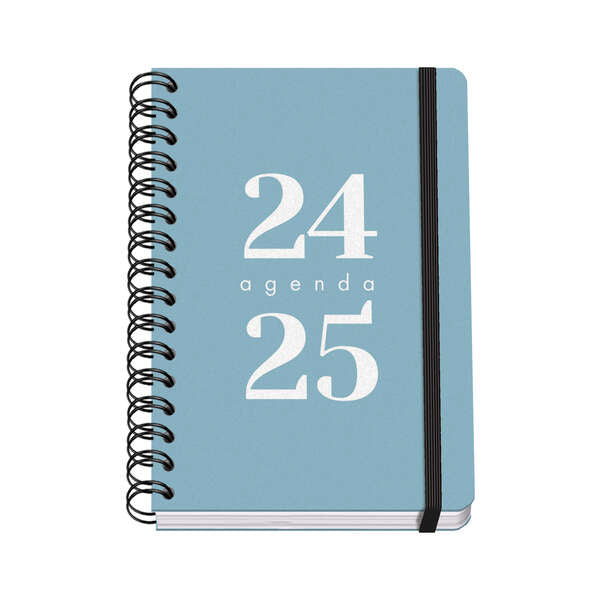 Dohe Grammar Agenda Escolar Espiral A5 - Semana Vista - Papel 80g/m2 - Cubierta de Polipropileno - Cierre de Goma Elastica - Tamaño 15x21cm - Color Azul - Prinkweb