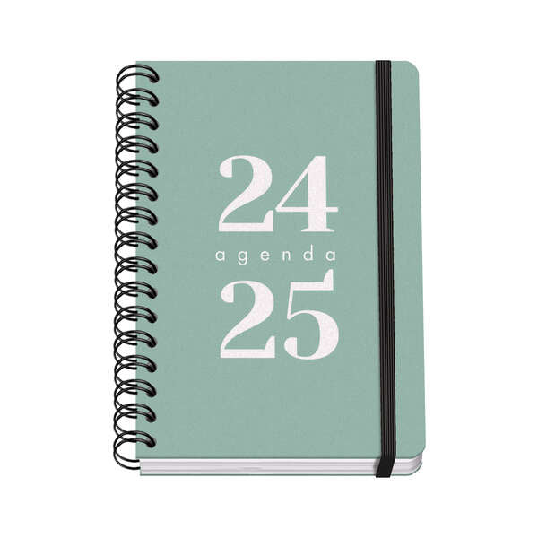 Dohe Grammar Agenda Escolar Espiral A5 - Semana Vista - Papel 80g/m2 - Cubierta de Polipropileno - Cierre de Goma Elastica - Tamaño 15x21cm - Color Verde - Prinkweb