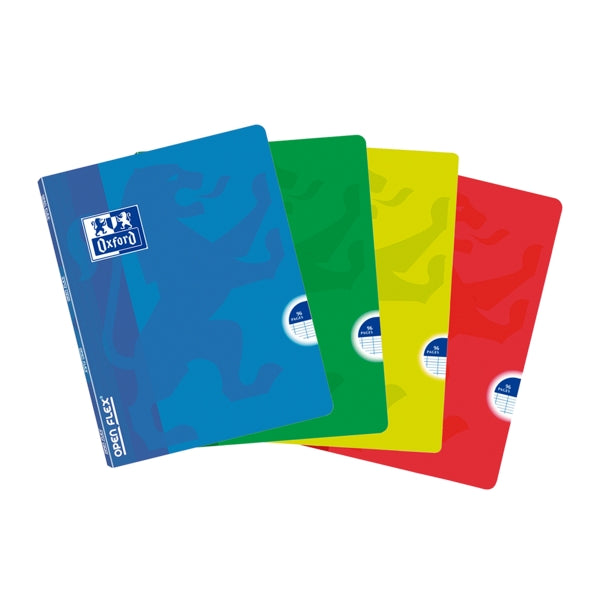 Oxford School Classic Openflex A5 Libreta Grapada - Tapa de Plastico Resistente - 1 Linea con 2 Margenes - 48 Hojas - Colores Surtidos - Prinkweb