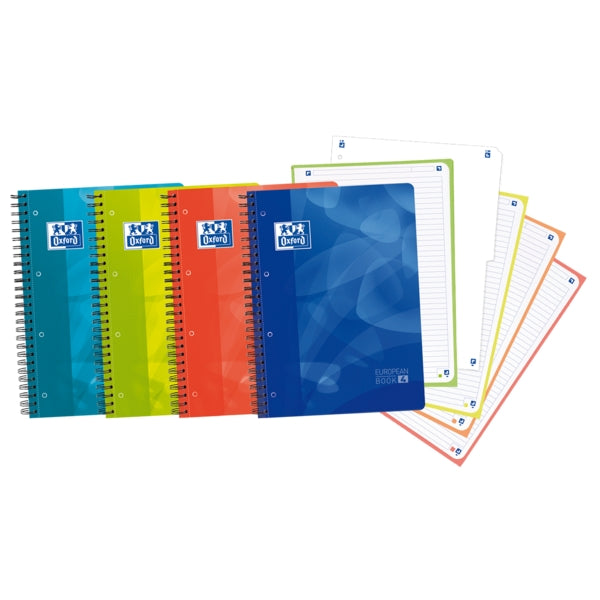 Oxford School Lagoon W&E A4+ Europeanbook - Tapa de Plastico - 80 Hojas - Separador Extraible - Write&Erase - Cantidad: 5 - Prinkweb