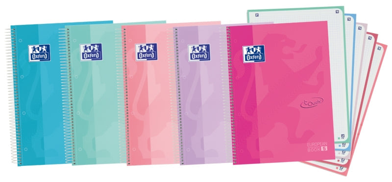 Oxford School Touch A4+ Europeanbook - Tapa Extradura - 120 Hojas - Colores Surtidos - Cantidad: 5 - Prinkweb