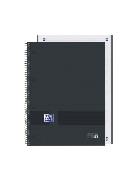 Oxford & You A4+ Europeanbook - Tapa Extradura Resistente - Cuadricula 5x5 - 80 Hojas - Color Negro - Cantidad: 5 - Prinkweb