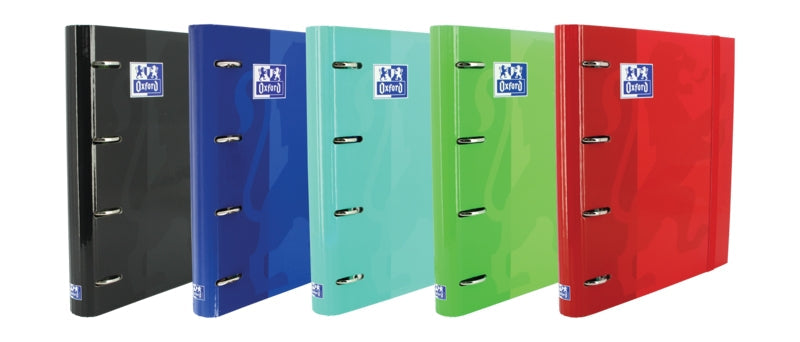 Oxford Europeanbinder Classic A4+ Carpeta de Anillas con Recambio 1 Linea - Tapa Extradura - Cierre con Goma Elastica - Colores Surtidos - Cantidad: 10 - Prinkweb
