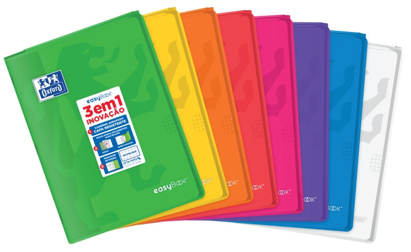 Oxford Easybook A4 Libreta Grapada - Tapa de Plastico Resistente - Cuadricula 5x5 con 2 Margenes - 48 Hojas de Papel de Alta Calidad - Colores Surtidos - Cantidad: 10 - Prinkweb
