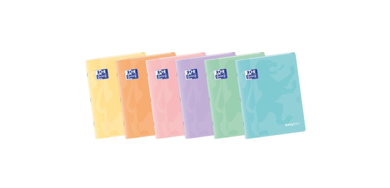 Oxford Easybook A5 Libreta Grapada - Tapa de Plastico Resistente - 48 Hojas con Margen - Diseño Pastel 4x4 - Ideal para Tomar Apuntes y Organizar tus Ideas - Cantidad: 10 - Prinkweb