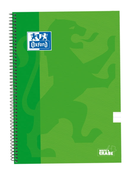 Oxford School Classic Cuaderno Espiral Tapa Extradura Write&Erase - Folio 1 Linea con Margen - 80 Hojas - Color Verde - Cantidad: 5 - Prinkweb