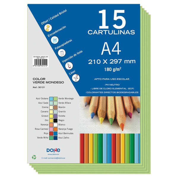Papier cartonné Dohe A4 - 15 feuilles - Idéal pour les loisirs créatifs et les projets scolaires