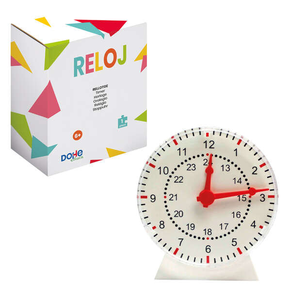 Horloge analogique éducative Dohe pour enfants - Cadran avec 12 marqueurs d'heures et de minutes - Molette pour déplacer les aiguilles - Aide à comprendre le passage du temps