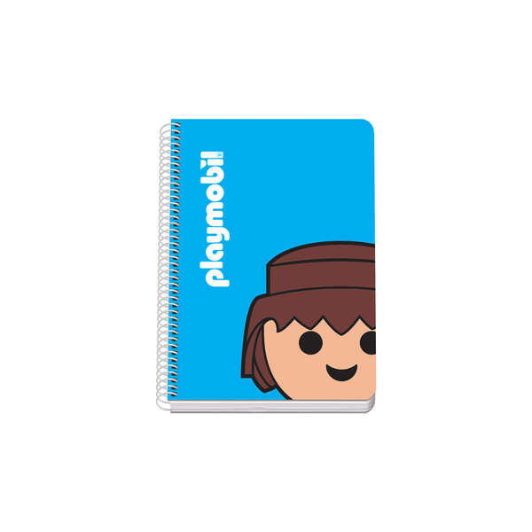 Dohe Playmobil Cuaderno Espiral A5 Cuadricula 4x4 80 hojas en Papel Offset 90gr - Cubierta Impresa a todo Color y Plastificada en Brillo - Guardas Impresas - Prinkweb