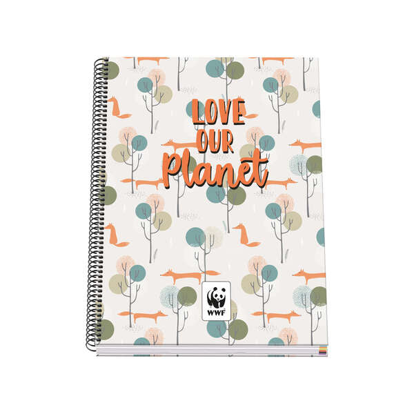 Dohe Cuaderno en Espiral de Tapa Dura A4 - 228x300mm - Cubierta Carton Forrado con Papel Impreso a Todo Color y Plastificado Brillo - Guardas Impresas - Espiral Metalico Negro - Prinkweb