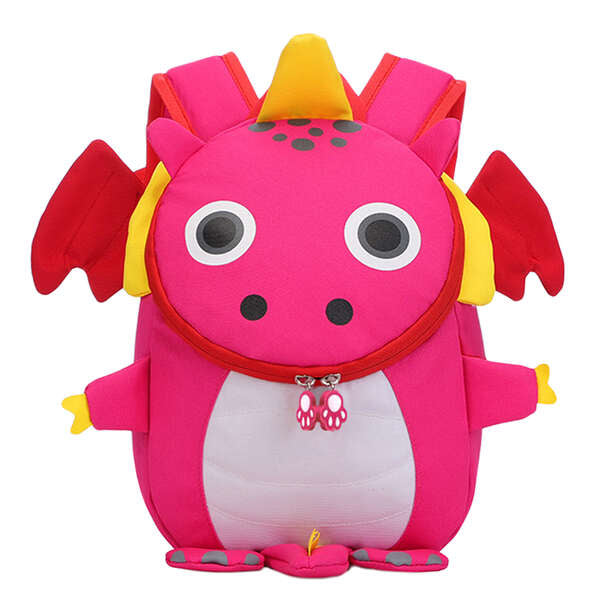 Mochila infantil Dohe, estampado dragão rosa - Compartimento com fecho - Bolso interior acolchoado - Alças de ombro reforçadas - Alça superior - Feita em poliéster
