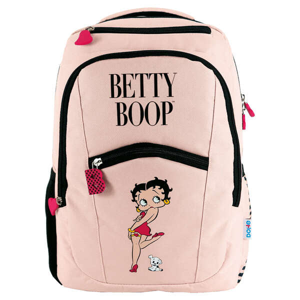 Sac à dos Dohe grand format Betty Boop - En polyester - Compartiment rembourré pour ordinateur portable - Poches avant et latérales - Bretelles renforcées et réglables - Dos rembourré
