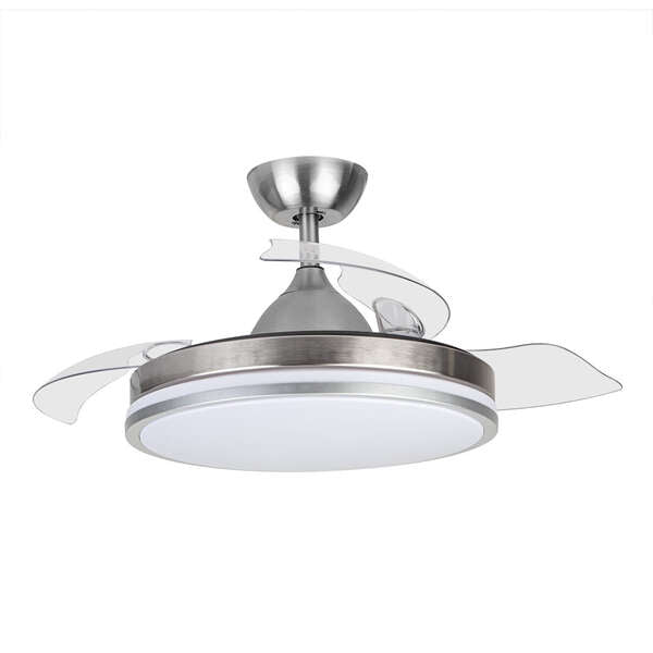 Ventilateur de plafond Orbegozo CP 121105 Elegance - Moteur CC puissant - Pales rétractables - Éclairage LED à intensité variable - Télécommande - Système réversible - Économe en énergie