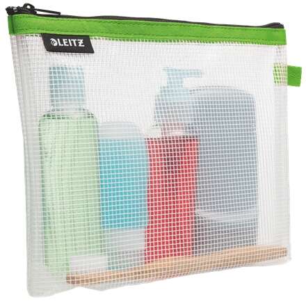 Sac Leitz WOW étanche et polyvalent - Dimensions : 170 x 6 x 240 mm - Matière EVA, lavable et durable - Fermeture éclair - Vert/Transparent