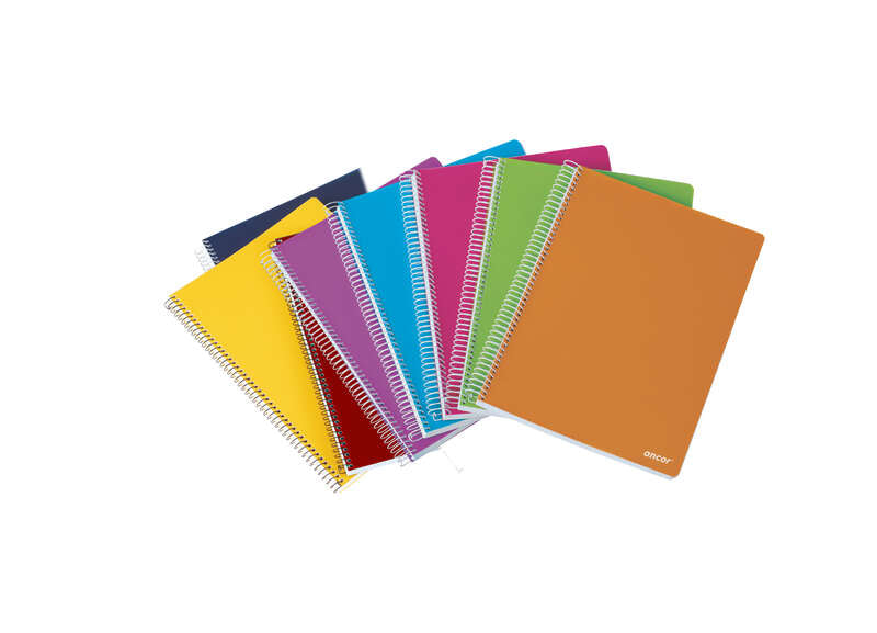 Ancor Classic Stripes Cuaderno Espiral Tamaño A5 Cuadriculado 4x4mm - 80 Hojas 90gr - Tapa de Plastico - Colores Surtidos - Prinkweb