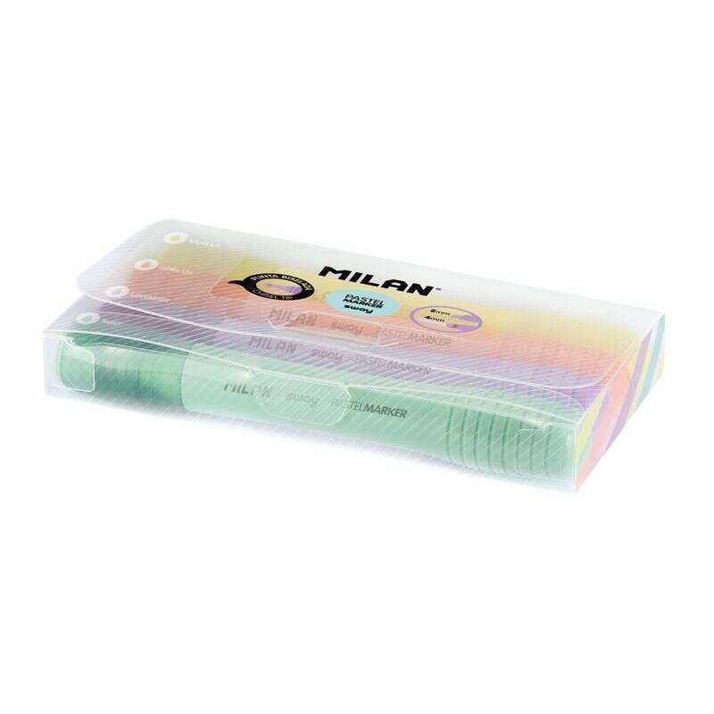 Lot de 4 feutres pastel Milan Sway - Pointe biseautée 2-4 mm - Idéal pour les rehauts - Couleurs pastel
