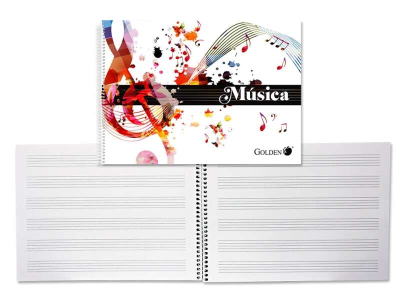 Golden Cuaderno de Musica con 20 Hojas - Interlineado de 3mm - Papel de 100gr - Prinkweb