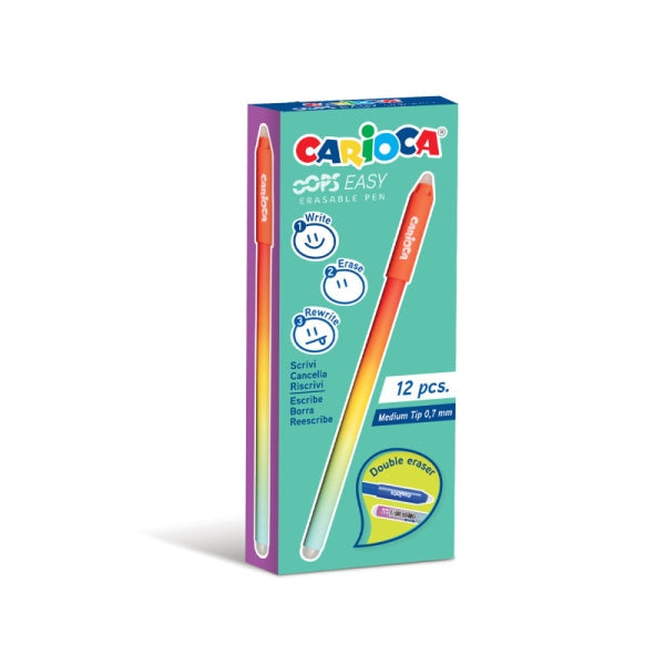 Carioca Oops Easy Boligrafos Borrables con Punta de Ø 0.7mm - Tinta Termo Sensible - Cuer