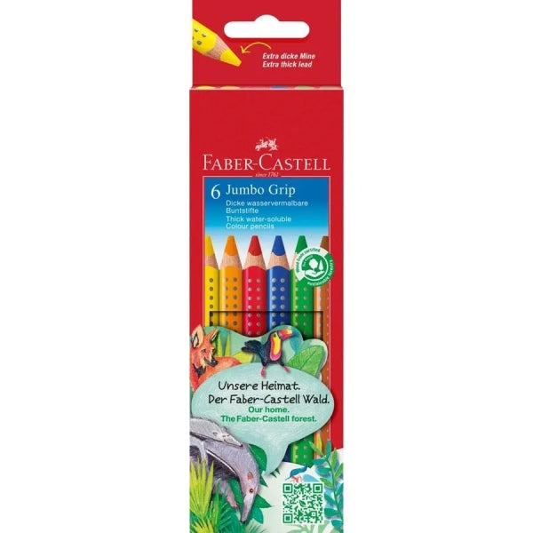 Faber-Castell Jumbo Grip Lapices de Colores Triangulares con Grip de Agarre - Mina Extragr