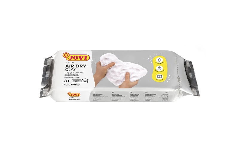 Pâte à modeler autodurcissante Jovi 250 g - Durcissement à l'air - Toucher froid - Facile à modeler - Multi-surfaces - Séchage en 24 h - Finition fine - Blanche