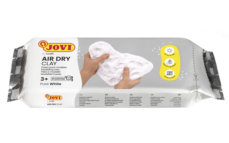 Pâte à modeler autodurcissante Jovi 1000 g - Durcissement à l'air - Toucher froid - Facile à modeler - Multi-surfaces - Séchage en 24 h - Finition fine - Blanche