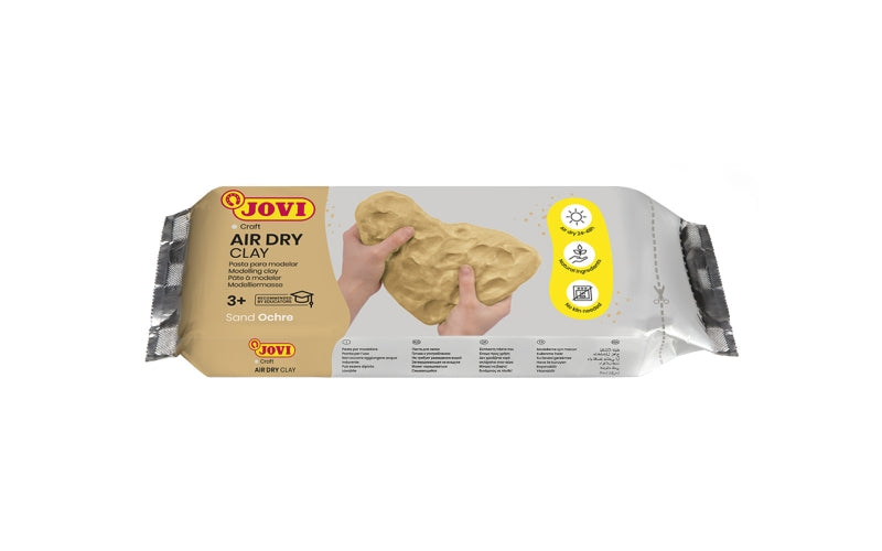 Pâte à modeler autodurcissante Jovi 250 g - Durcissement à l'air - Toucher froid - Facile à modeler - Multi-surfaces - Séchage en 24 h - Finition fine - Couleur ocre