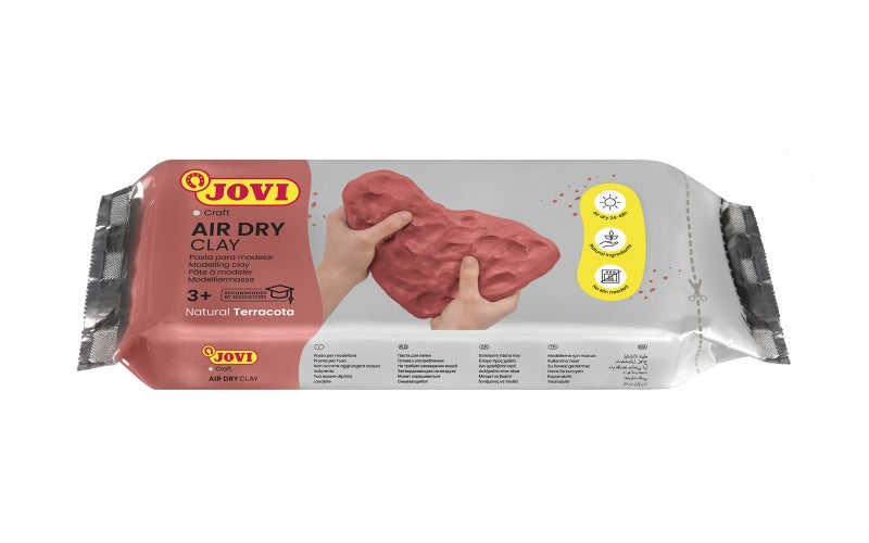 Pâte à modeler autodurcissante Jovi 500 g - Durcissement à l'air - Toucher frais - Facile à modeler - Multi-surfaces - Séchage en 24 h - Finition fine - Couleur terre cuite