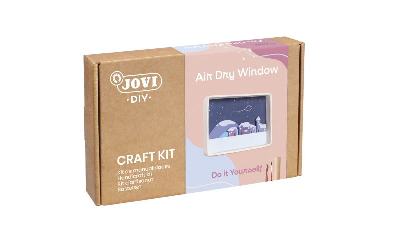 Kit de loisirs créatifs Jovi pour créer un paysage à la fenêtre : pâte à modeler autodurcissante, outils de modelage, gouaches, pinceaux et accessoires inclus (couleurs assorties).