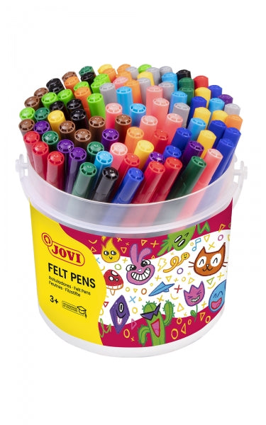 Lot de 96 feutres Jovi - Large choix de couleurs - Encre haute intensité - Pointe rechargeable