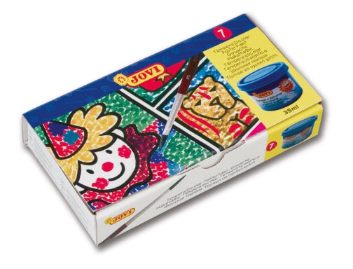 Coffret de 7 flacons de 35 ml de gouache tempera Jovi - Miscibles - pour papier, carton, bois, tissu, etc.