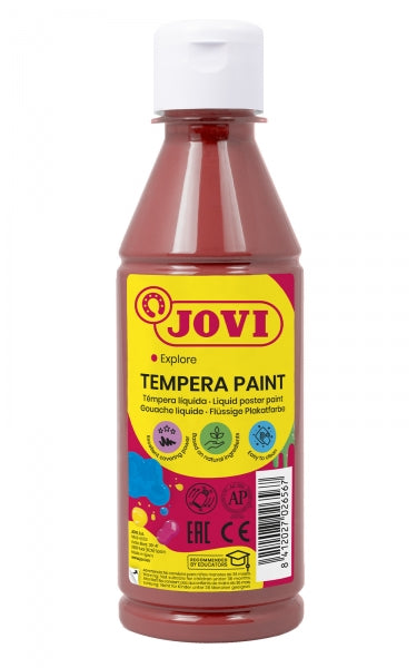 Peinture à la gouache Jovi 250 ml - À base d'eau - Prête à l'emploi - Haute couvrance - Séchage rapide - Excellente fluidité - Adhère à de nombreuses surfaces - Couleur marron