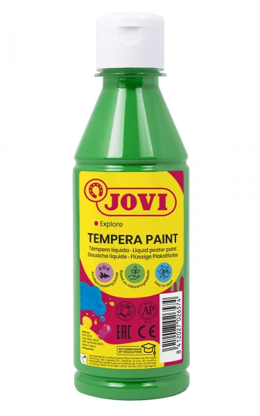 Peinture à la gouache Jovi 250 ml - À base d'eau - Prête à l'emploi - Haute couvrance - Séchage rapide - Excellente fluidité - Adhère à de nombreuses surfaces - Verte
