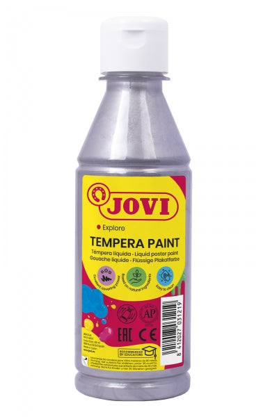Peinture à la gouache Jovi 250 ml - À base d'eau - Prête à l'emploi - Haute couvrance - Séchage rapide - Excellente fluidité - Adhère à de nombreuses surfaces - Couleur argent